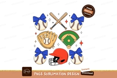 Baseball elements with blue bows and helmet glove Product Image 1