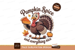 Turkey holding pumpkin pie autumn leaves fall Product Image 1