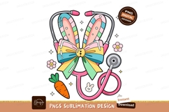 Pastel bunny stethoscope with carrot and flowers ears Product Image 1