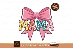 Mama bow polka dot lettering pink yellow Product Image 1