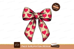 Red hearts patterned bow ribbon pink Product Image 1
