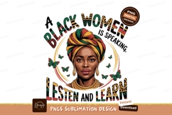 Black woman wearing headwrap butterflies gold Product Image 1