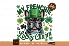 French bulldog wearing green hat lucky charm patrick&#039;s Product Image 1