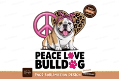Bulldog peace love bandana leopard heart image Product Image 1