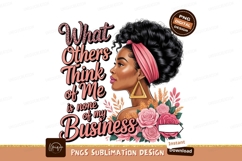 Black woman with pink headband and flowers hair curly Product Image 1