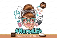Nurse with medical items and hashtag stethoscope syringe Product Image 1