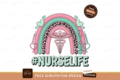 Pink teal leopard rainbow nurse caduceus SUBLIMATION Product Image 1
