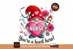 Gnome nurse holding heart with medical items stethoscope Product Image 1