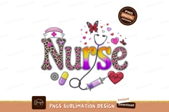 Nurse life leopard hearts butterflies stethoscope image Product Image 1