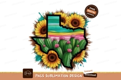 Texas state shape sunflowers cacti image Product Image 1