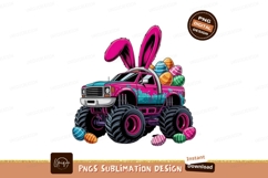 Pink monster truck with bunny ears and easter eggs Product Image 1