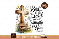 Wooden cross bench doves foliage nature Product Image 1