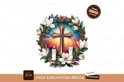 Cross flowers candles wreath religious Product Image 1