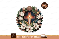 Cross candle magnolia wreath floral Product Image 1