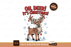 Festive reindeer with Christmas lights and snowflakes Product Image 1