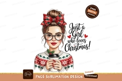 Festive Girl Holding Coffee Cup christmas Product Image 1