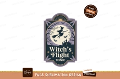 Witch flying over castle at night broom Product Image 1