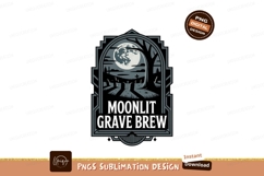 Moonlit graveyard scene with full moon and tombstones Product Image 1