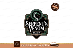 Green coiled snake emblem with art deco frame image Product Image 1