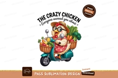 Chicken riding scooter with vegetables broccoli carrots Product Image 1