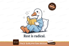 Goose reading book in pajamas pillow Product Image 1