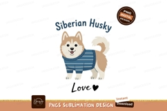 Cute husky dog wearing striped sweater animal canine Product Image 1