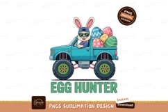 Bunny driving truck with easter eggs hunting Product Image 1
