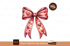 Red ribbon bow with hearts decorative Product Image 1