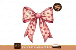 Pink bow with red hearts ribbon Product Image 1