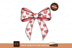 Red Heart Patterned Ribbon Bow SUBLIMATION hearts Product Image 1