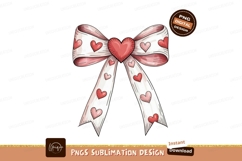 Pink heart bow with ribbon white Product Image 1