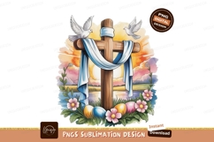 Easter cross doves sunrise flowers image Product Image 1