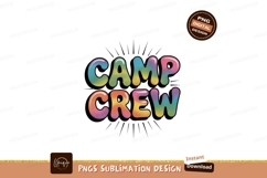 Colorful bubbly camp crew text image Blue yellow white iris Product Image 1