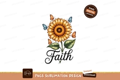 Sunflower with butterflies and faith text nature floral Product Image 1