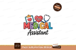 Colorful medical symbols and text heart stethoscope Best Dad Product Image 1