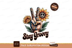 Peace sign hand sunflowers groovy victory gesture Product Image 1