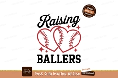Red baseball hearts with stars love sport Product Image 1