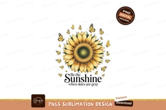 Yellow sunflower with butterflies and inspirational text Product Image 1