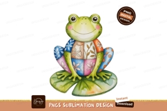 Patchwork frog on lily pad green blue Product Image 1