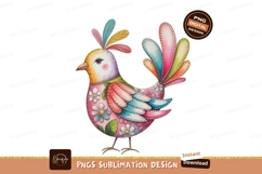 Colorful stitched bird with floral pattern image Product Image 1