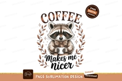 Raccoon holding coffee cup with bow tie image Product Image 1