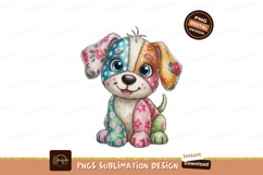 Raccoon holding coffee cup with bow tie image Patchwork pupp Product Image 1