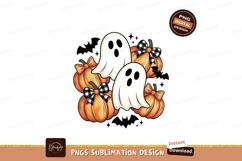 Halloween bow pumpkin ghost bats image Cute ghosts and pumpk Product Image 1