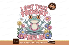 Froggy feeling happy and peaceful meditation flowers Product Image 1