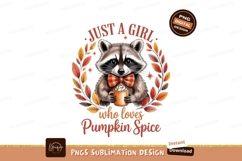 Raccoon holding pumpkin spice latte with autumn leaves Product Image 1