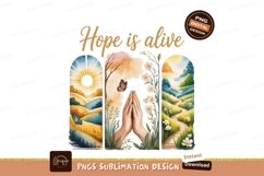 Praying Hands Nature Scene Butterflies SUBLIMATION Product Image 1