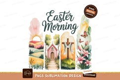 Easter Morning Scene cross church Product Image 1