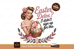 Retro woman holding easter basket SUBLIMATION Product Image 1