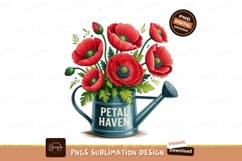 Red Poppies In Watering Can green blue Product Image 1