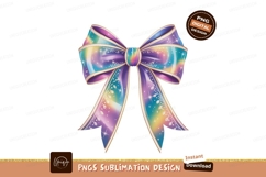 Rainbow Ribbon Bow with Sparkles purple blue Product Image 1